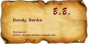 Bondy Benke névjegykártya